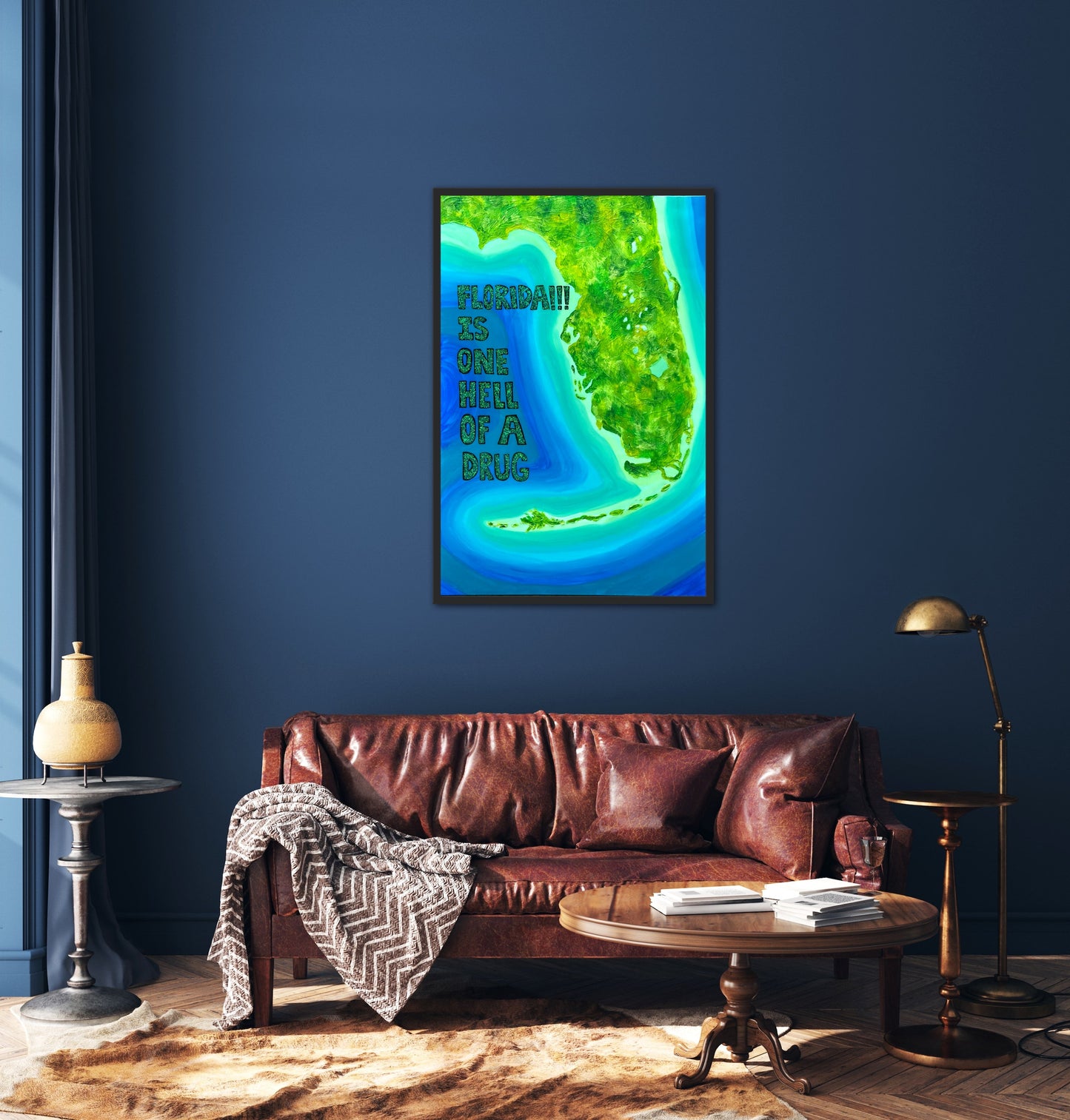 FLORIDA!!! - 24x36in Fine Art Map made with Acrylic & Resin on Canvas