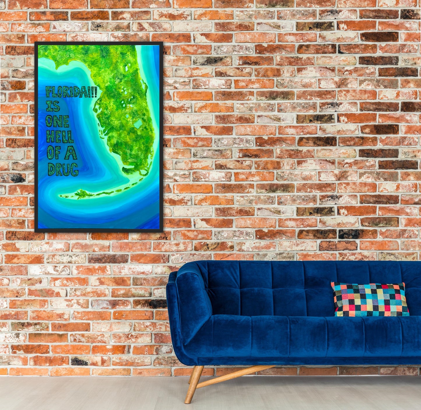 FLORIDA!!! - 24x36in Fine Art Map made with Acrylic & Resin on Canvas