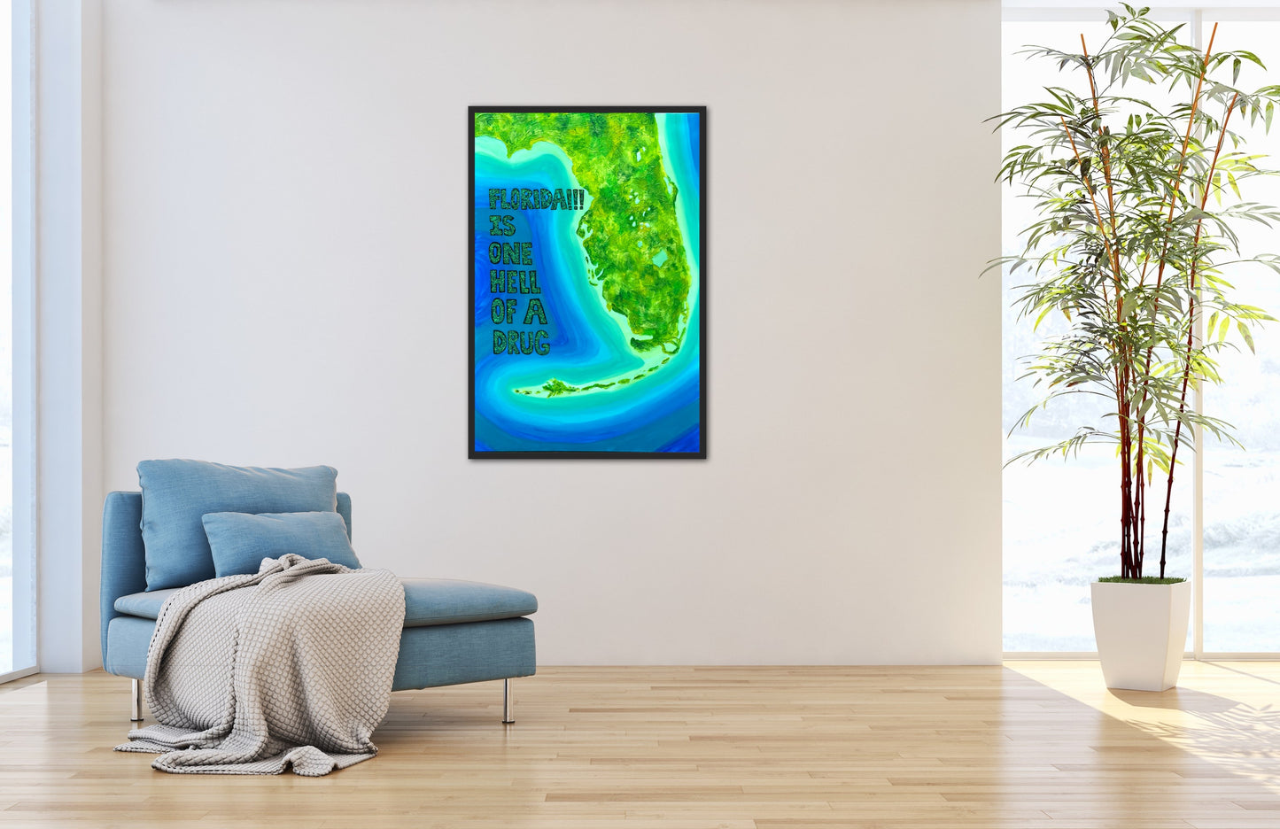 FLORIDA!!! - 24x36in Fine Art Map made with Acrylic & Resin on Canvas