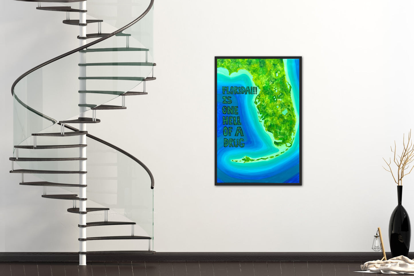 FLORIDA!!! - 24x36in Fine Art Map made with Acrylic & Resin on Canvas