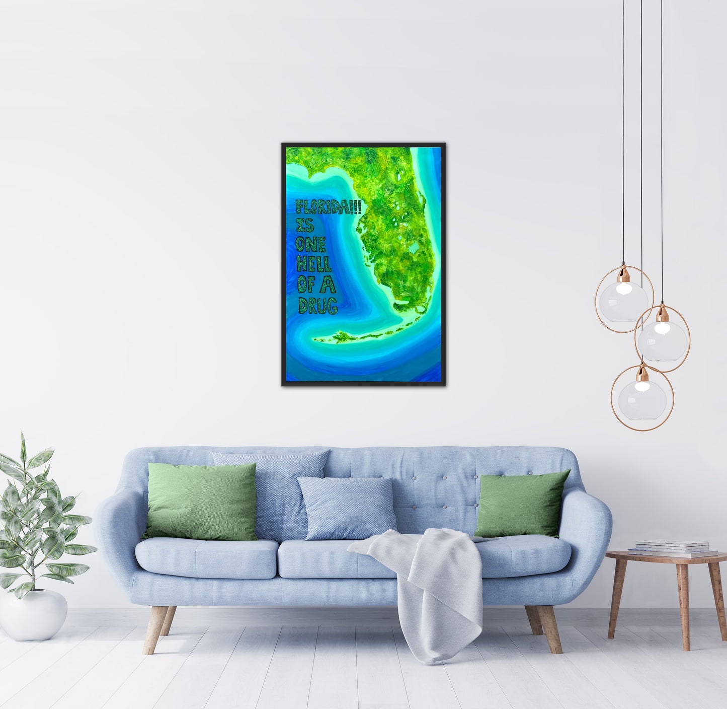 FLORIDA!!! - 24x36in Fine Art Map made with Acrylic & Resin on Canvas