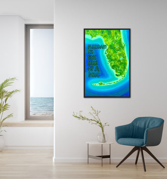 FLORIDA!!! - 24x36in Fine Art Map made with Acrylic & Resin on Canvas